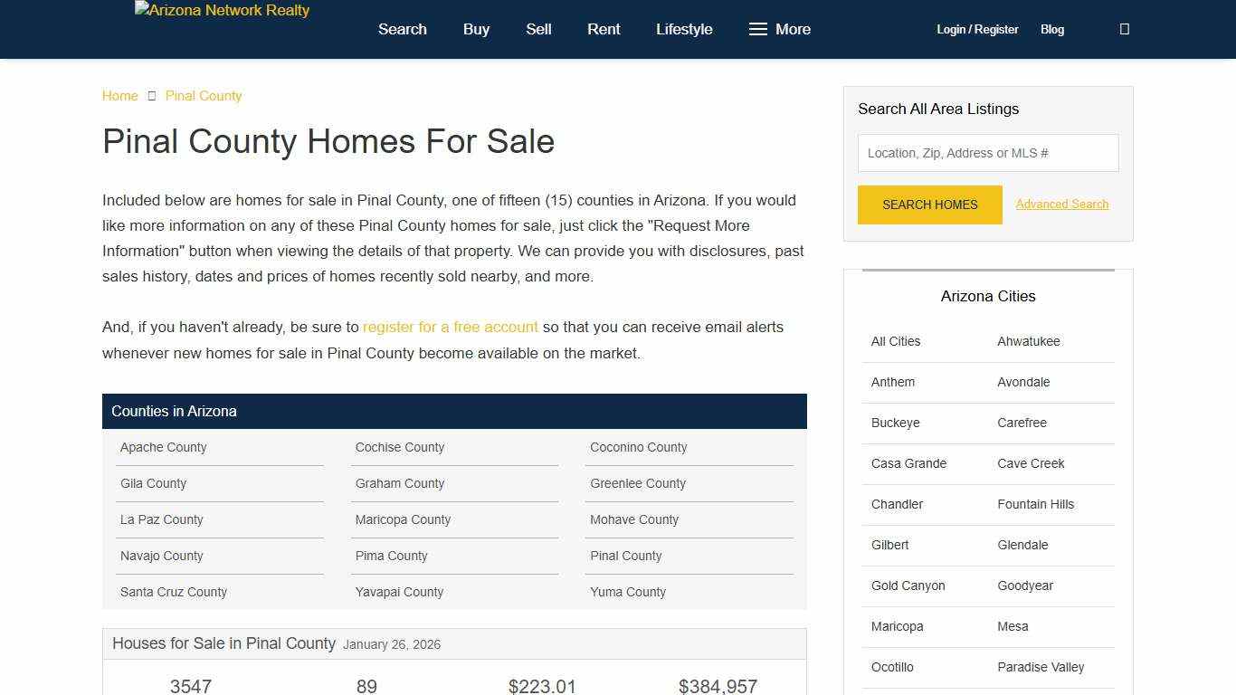 Pinal County in Arizona - Real Estate listings in Pinal County
