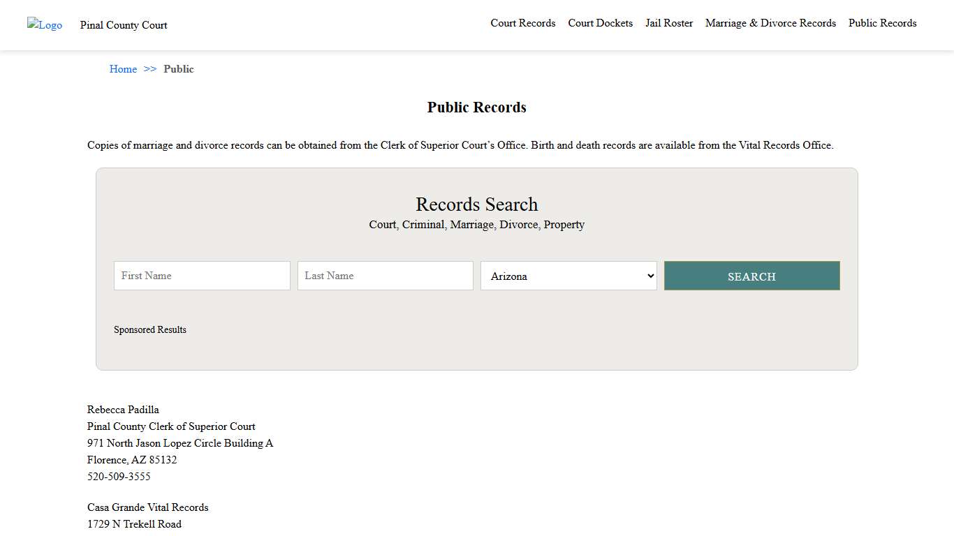 Public Records Pinal County Court